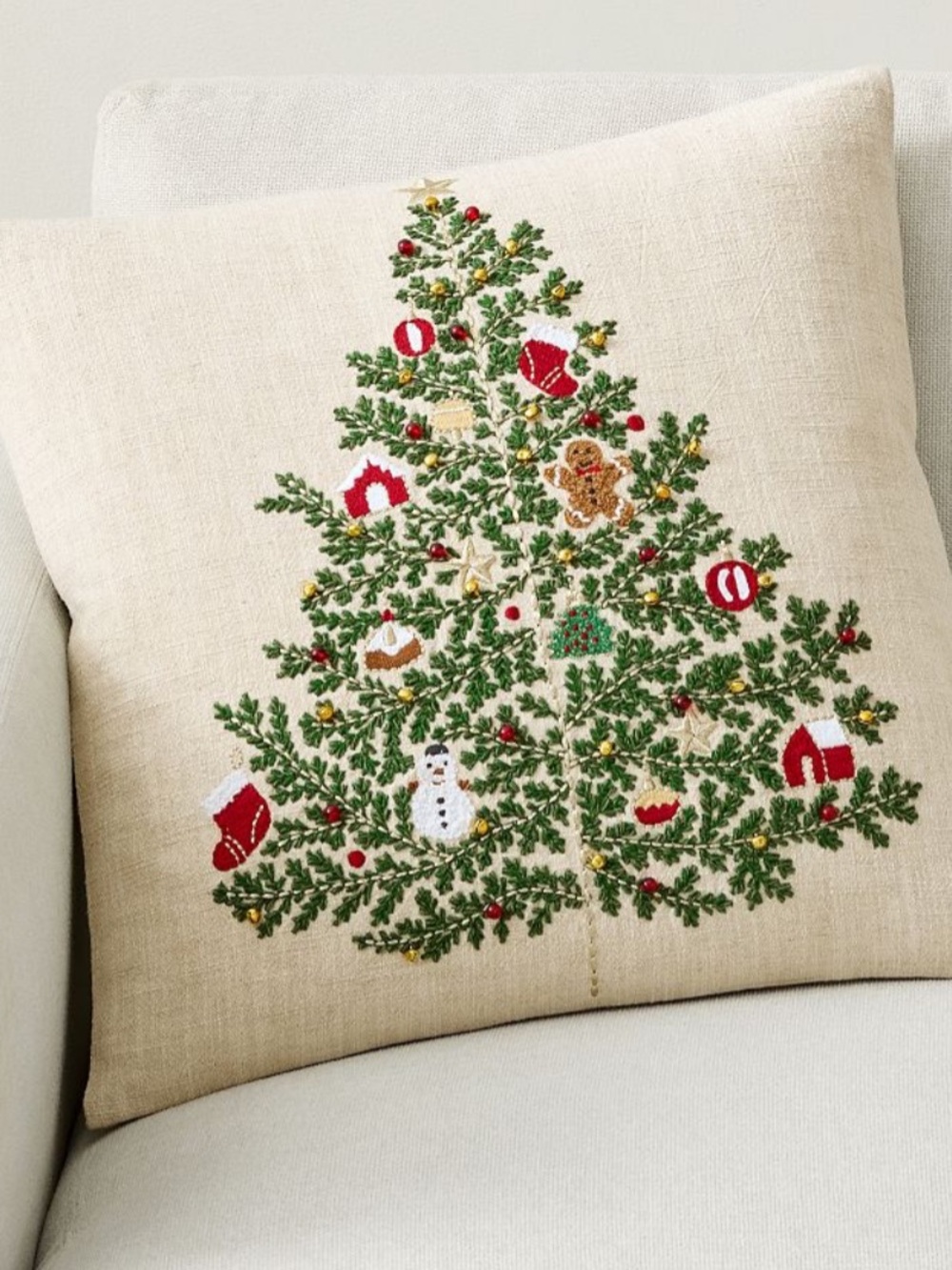 Pottery Barn | Nostalgic Tree Christmas Pillow Cover w/bells 20x20